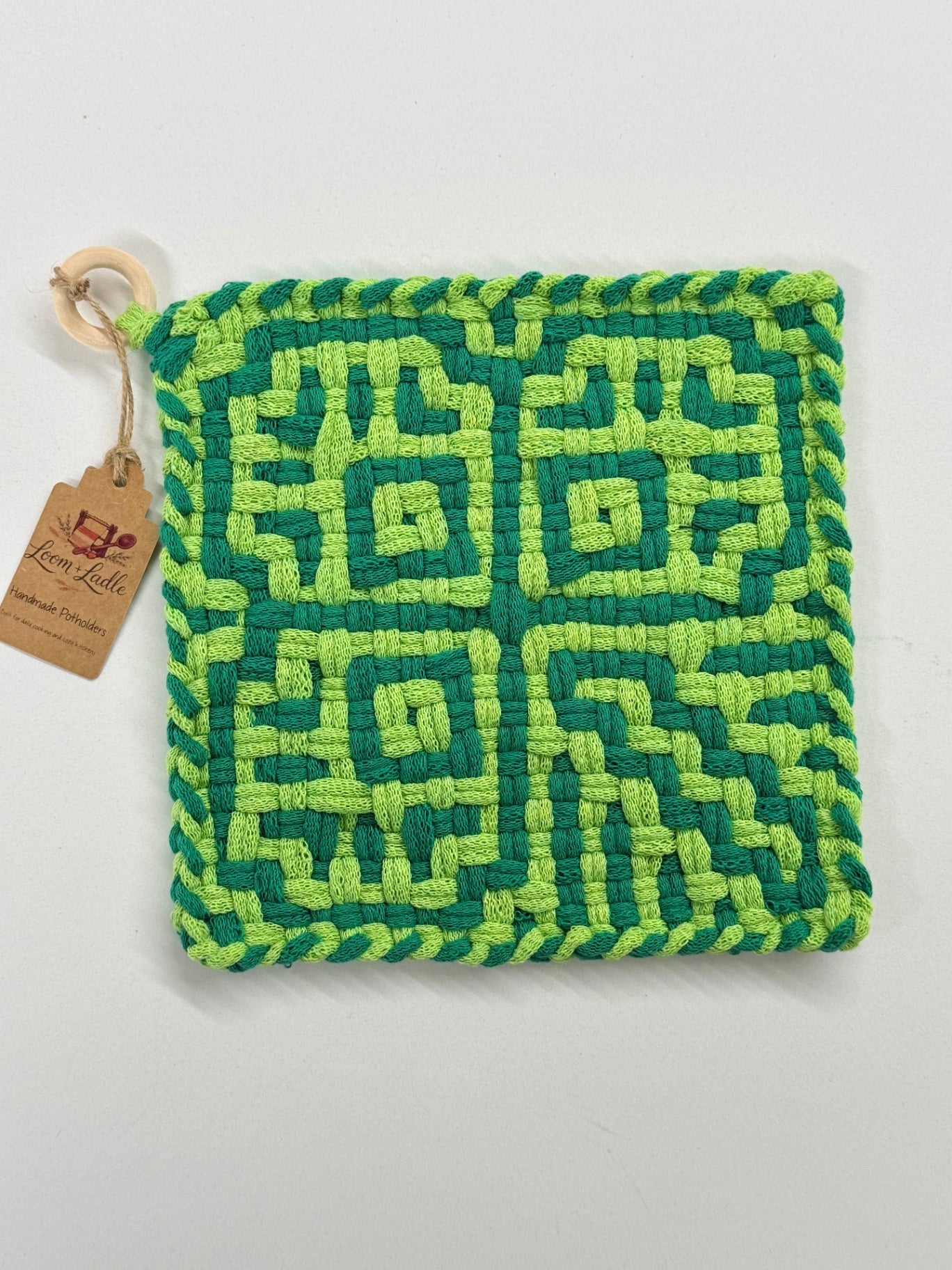 051 - Shamrock Weave Loom Woven Potholder