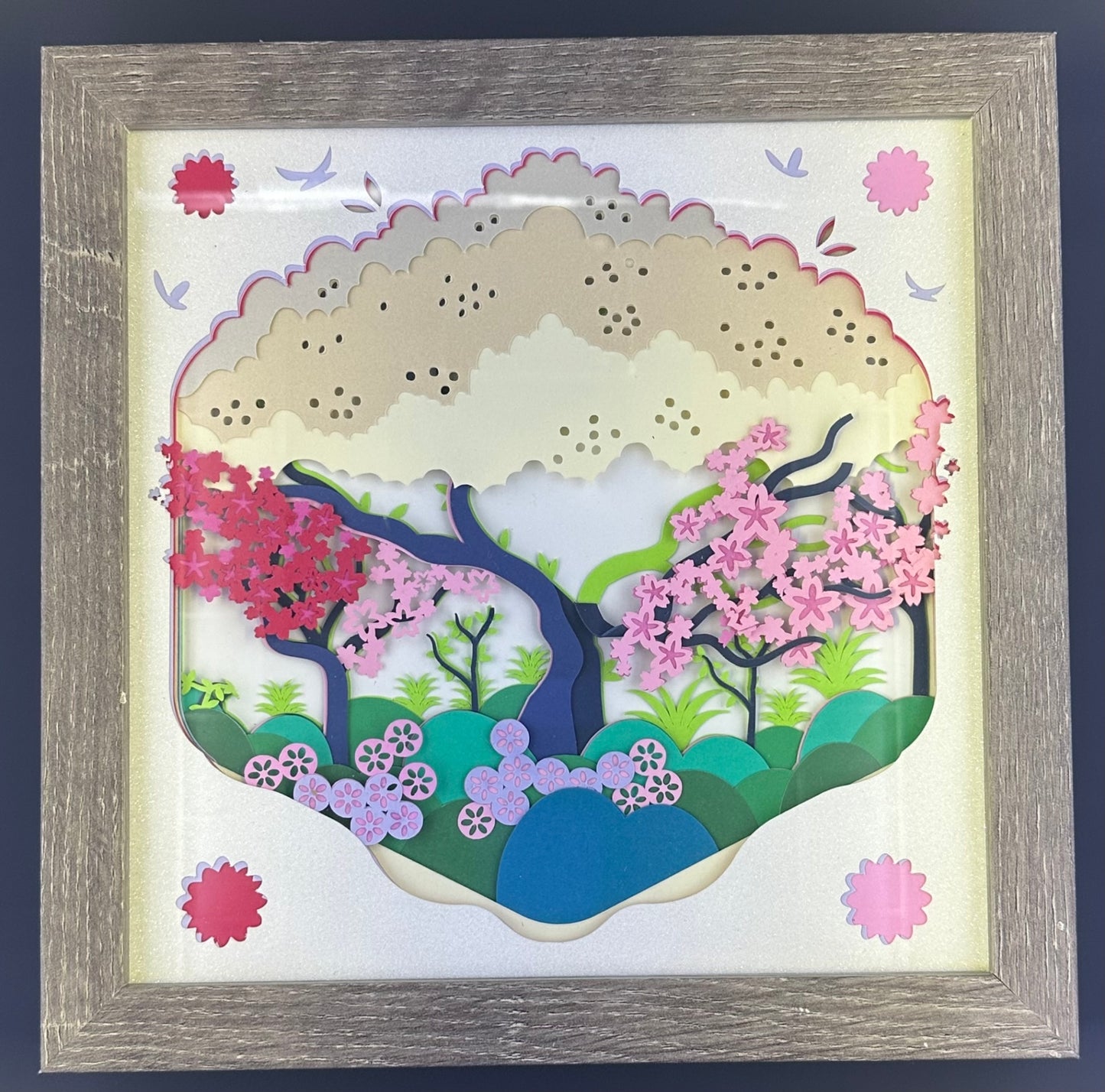 013 - Japanese Cherry Blossom Tree Layered Paper Shadowbox