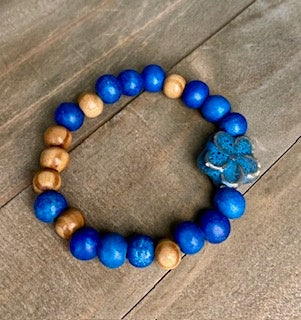 042 - Kids Blue Flower Stretch Bracelet