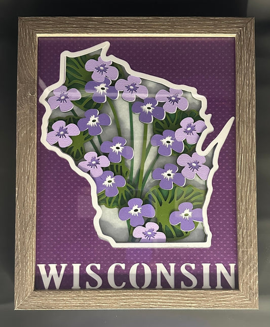 013 - State of Wisconsin featuring Wood Violet Layered Paper Shadowbox