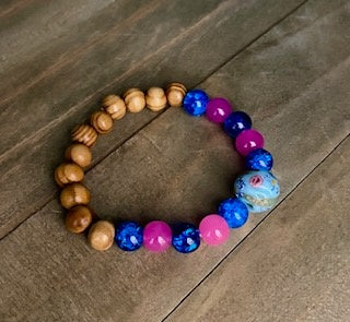 042 - Kids Floral Bead Stretch Bracelet