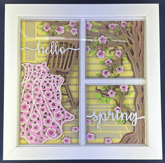013 - Hello Spring Layered Paper Shadowbox