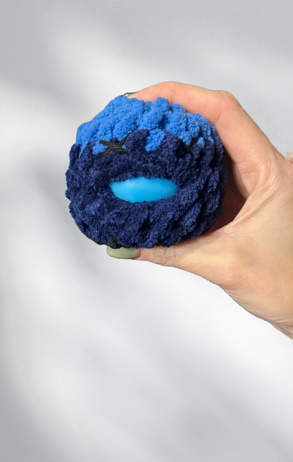 06 - Crochet Squishy Stress Ball Blue Mixed