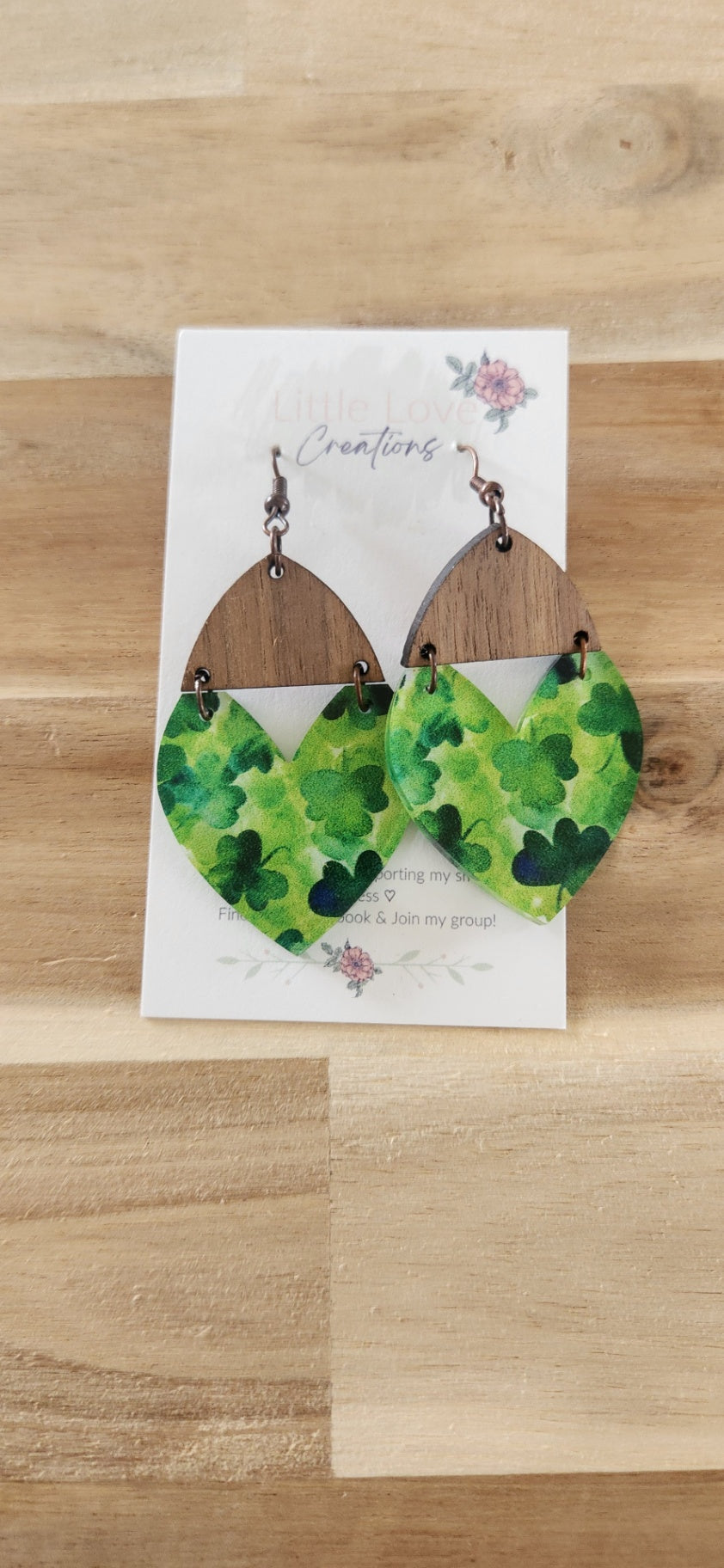 011 - Shamrock Acrylic Heart Dangle Earrings