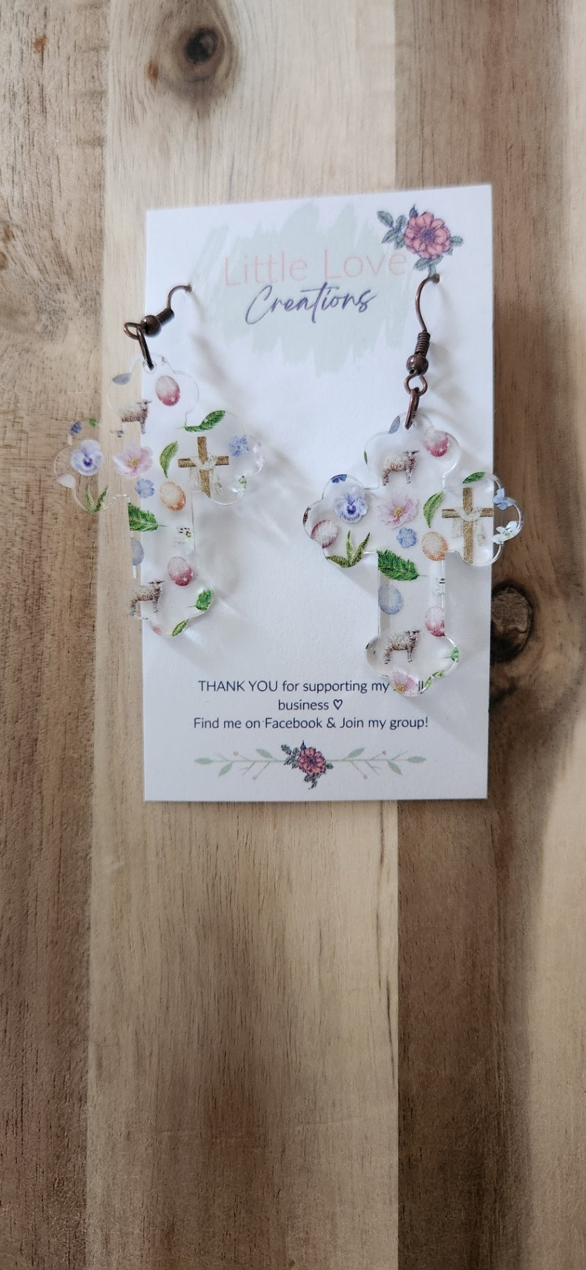 011 - Acrylic Easter Cross Dangle Earrings