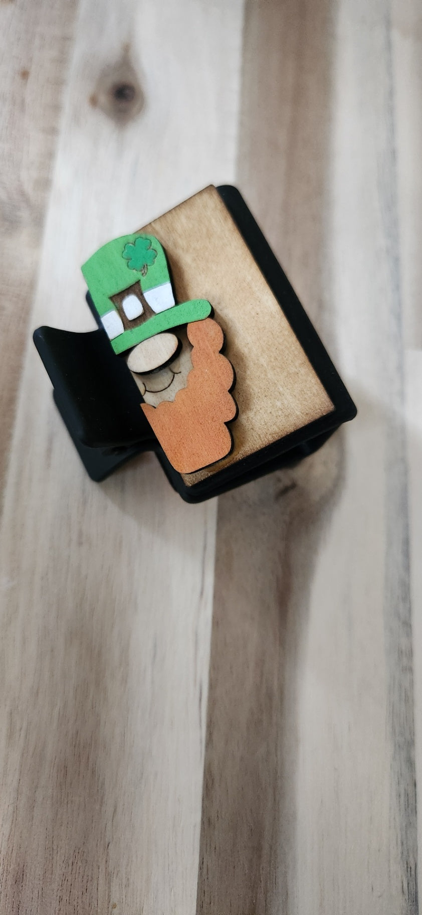 011 - Small Leprechaun Wooden Claw Hair Clip