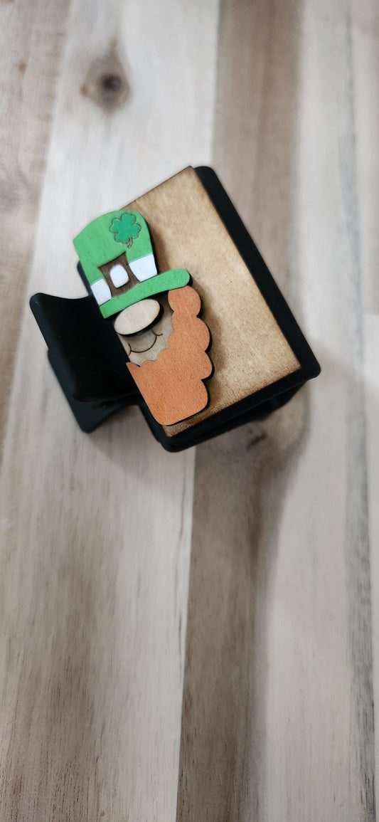 011 - Small Leprechaun Wooden Claw Hair Clip
