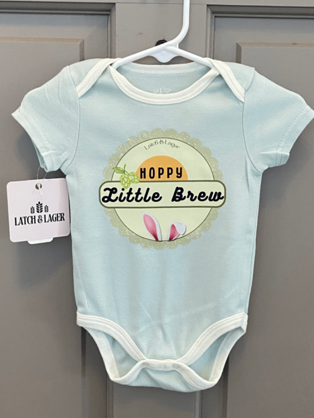 061 - "Hoppy Little Brew" Easter Infant Bodysuit | 6-9 Months | Mint