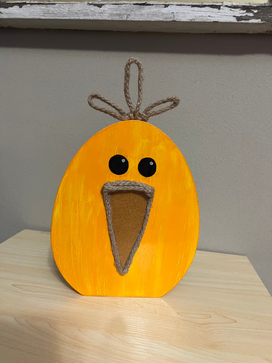 060 - Hand-painted Decorative Wooden Chick Egg