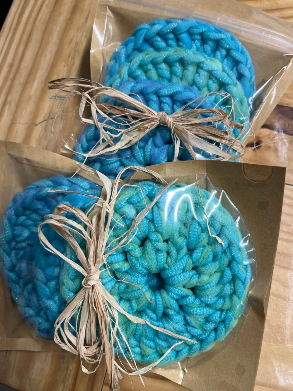 039 - Light Blue Crochet Kitchen Scrubbie