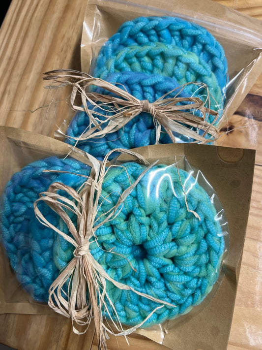 039 - Light Blue Crochet Kitchen Scrubbie