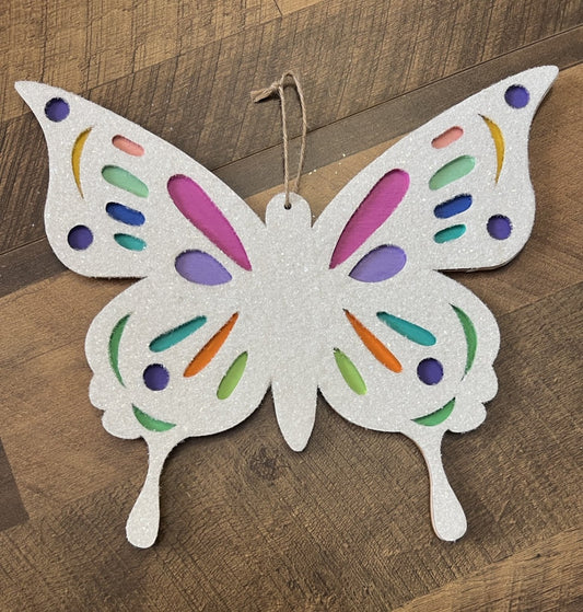 060 - Hand-painted Glitter Butterfly Hanging Decor