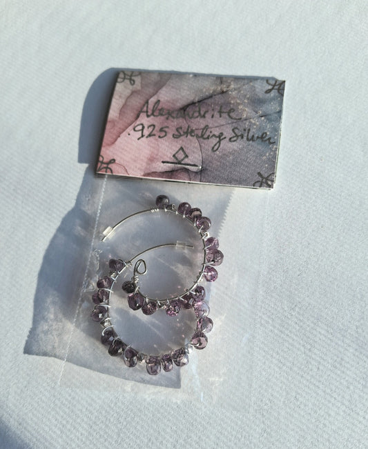 048 - Alexandrite Sterling Silver Spiral Earrings 