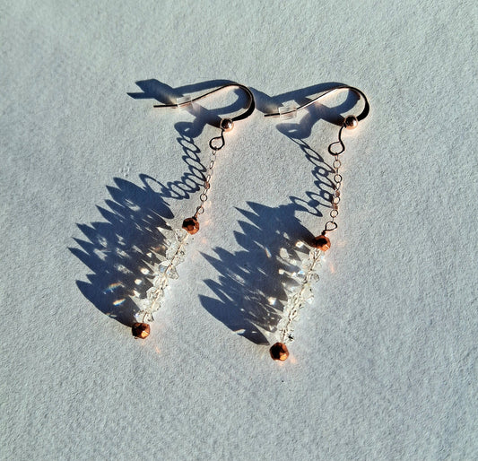 048 - Herkimer Diamond and Rose Gold Dangle Earrings