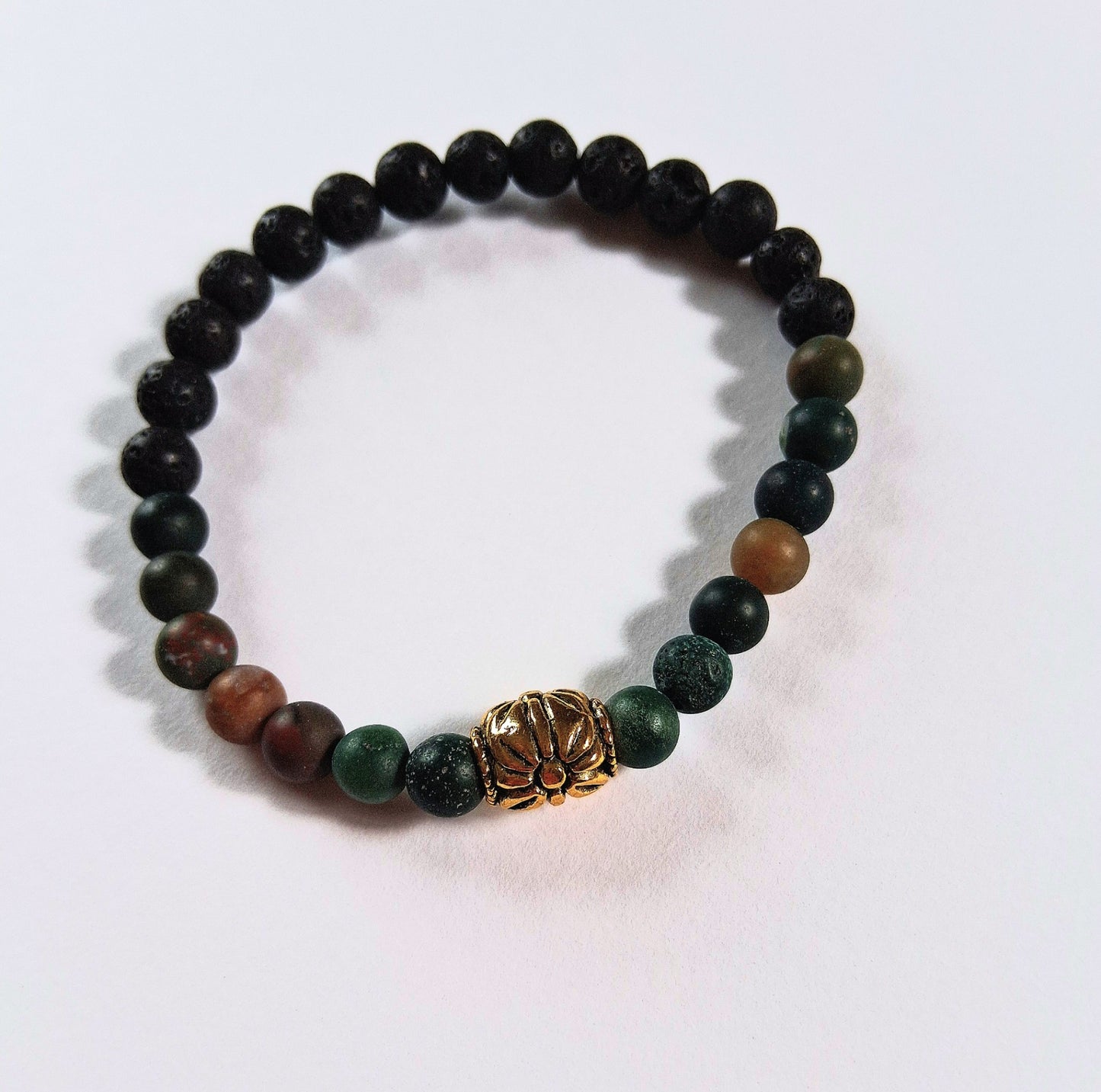 048 - Bloodstone and Lava Rock Bracelet