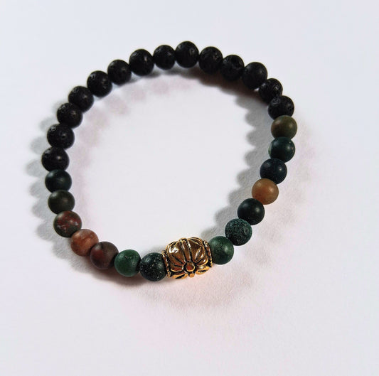 048 - Bloodstone and Lava Rock Bracelet