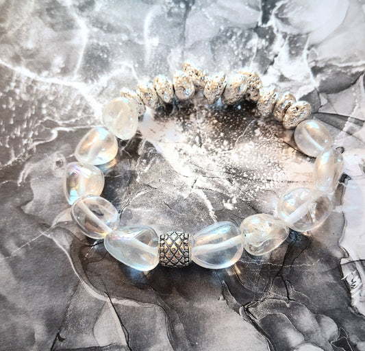 048 - Angel Aura Bubble Quartz Inspirational Bracelet 