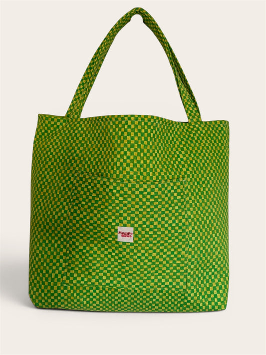063 - Green Checkered Tote Bag