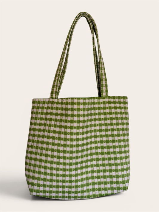 063 - Green Gingham Tote Bag