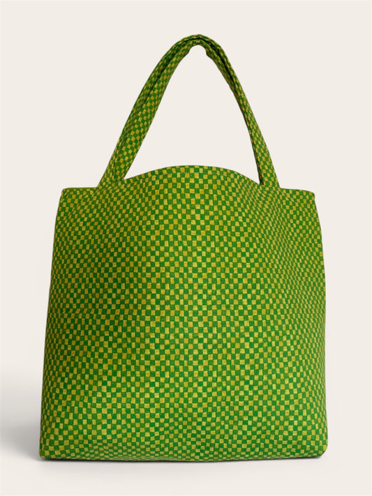 063 - Green Checkered Tote Bag