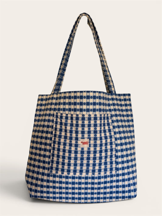 063 - Blue Gingham Tote Bag