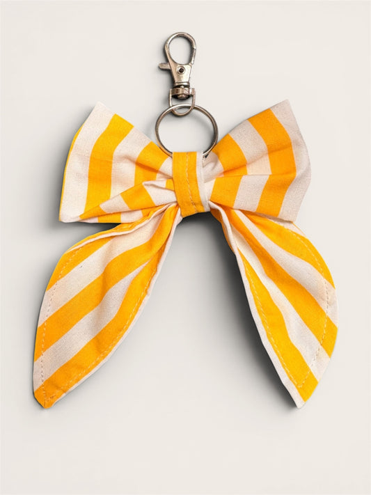 063 - Yellow Striped Bow Keychain