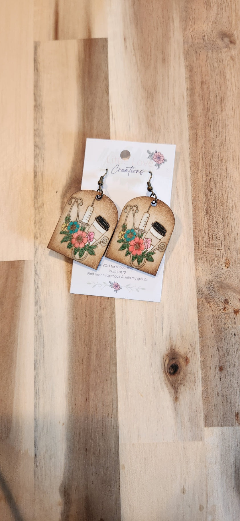 011 - Wooden Nurse Life Dangle Earrings