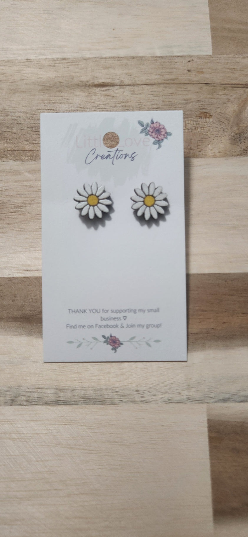011 - Wooden Daisy Stud Earrings