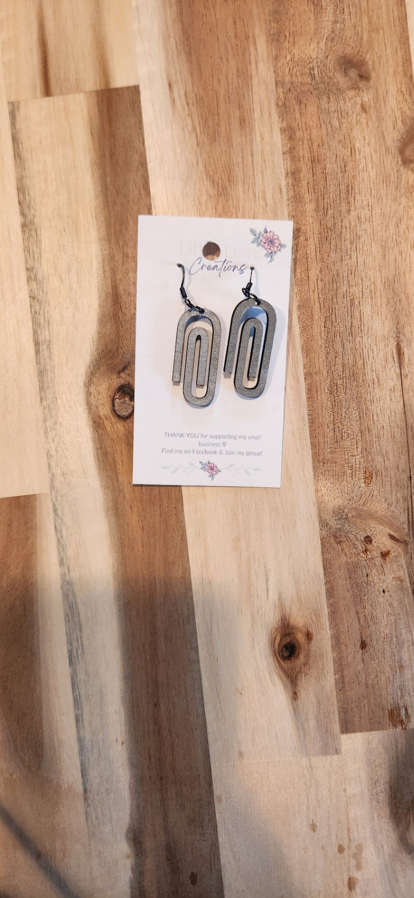 011 - Wooden Paperclip Dangle Earrings