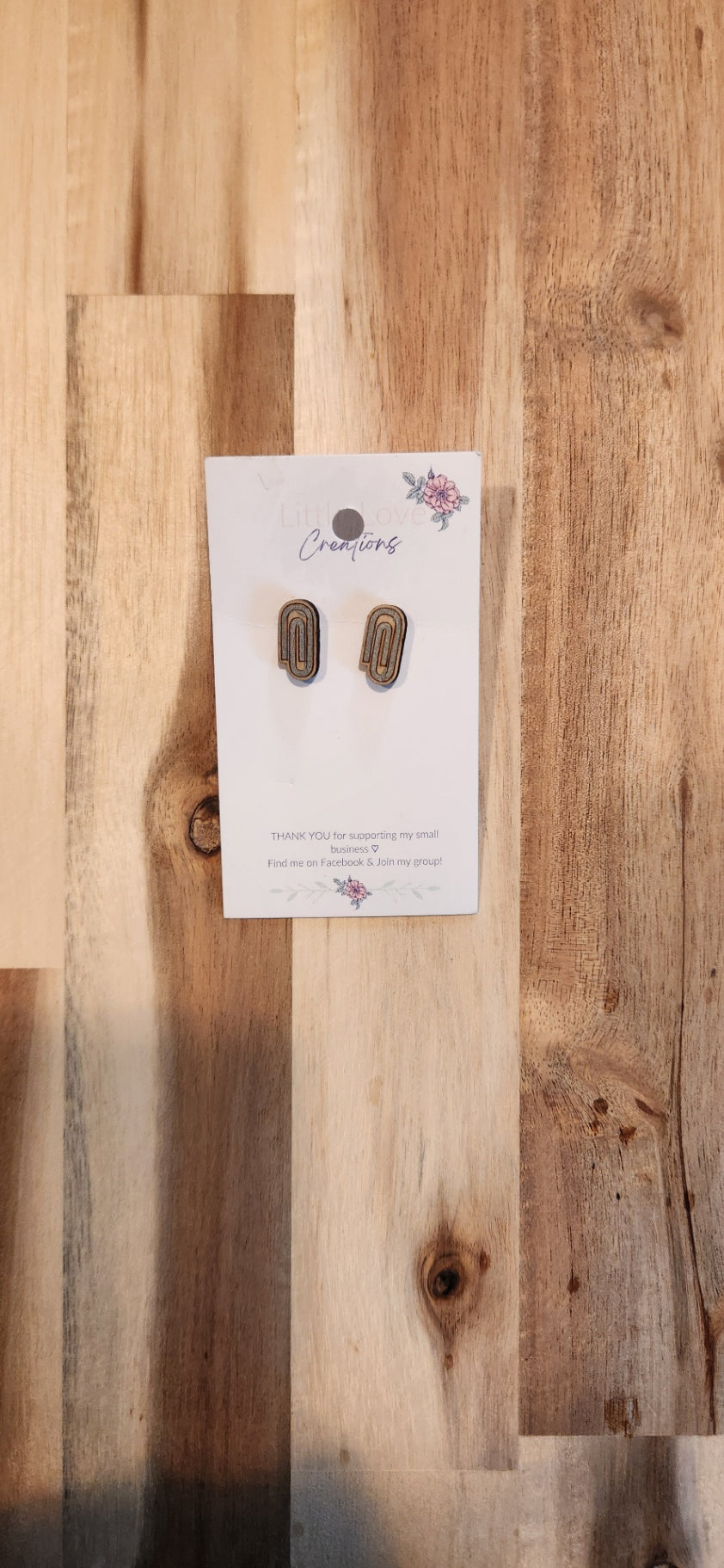 011 - Wooden Paperclip Stud Earrings