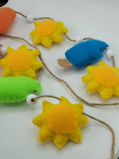 047 - Popsicle and Sun Felt Hand Stitched, Summer Garland 60" 