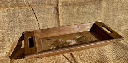 017 - Rustic Dried Floral Resin Inlay Wood Serving Tray