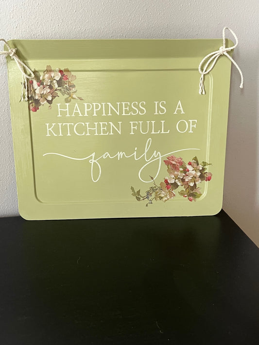 027 - 'Happiness Is a Kitchen Full of Family' Wood Sign