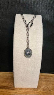 042 - Cable Chain Necklace featuring a Carabiner lock clasp along with a rose metal charm