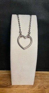 042 - Silver Ball Chain Necklace with Heart Pendant