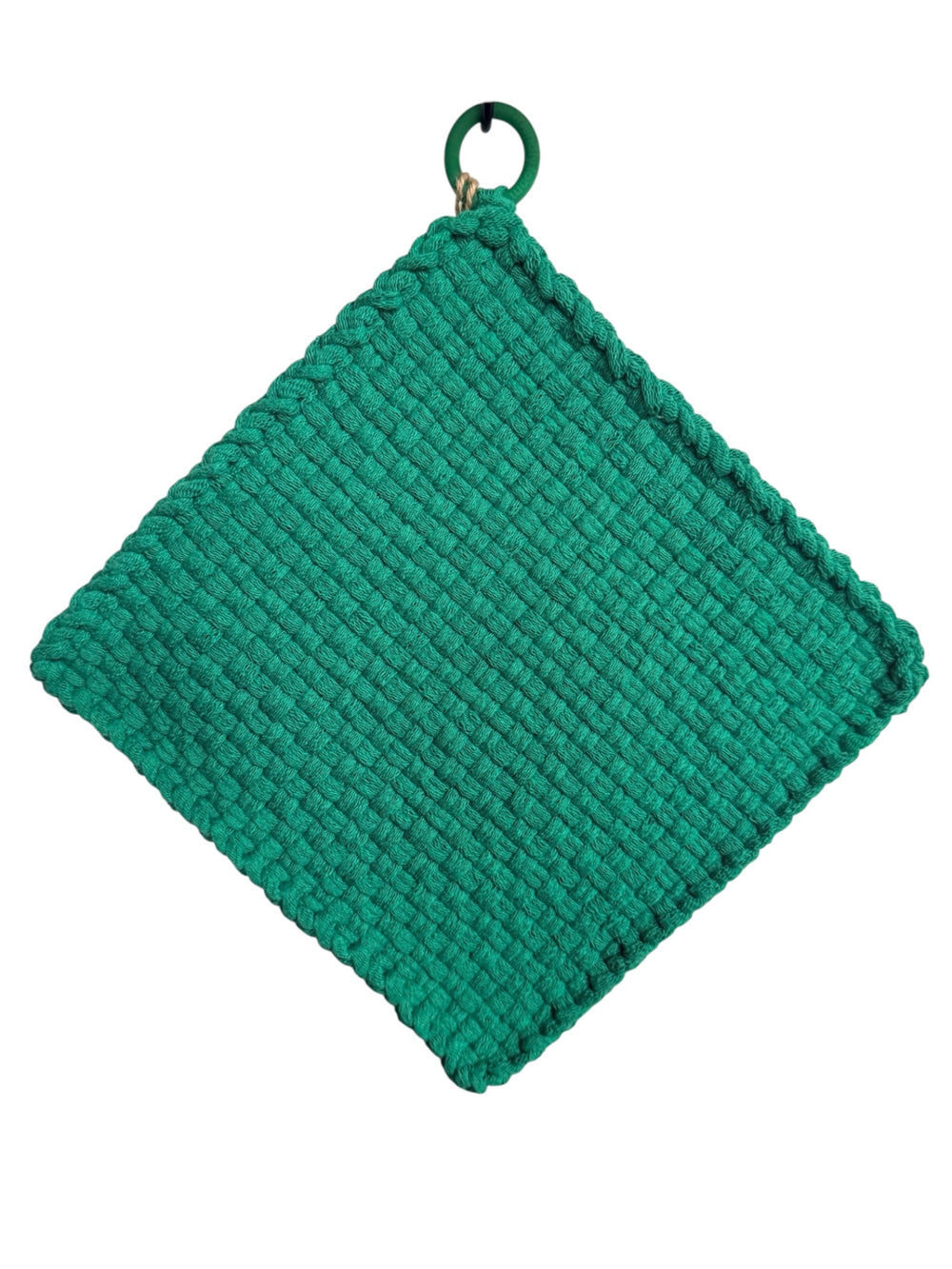 051 - Green Loom Woven Potholder
