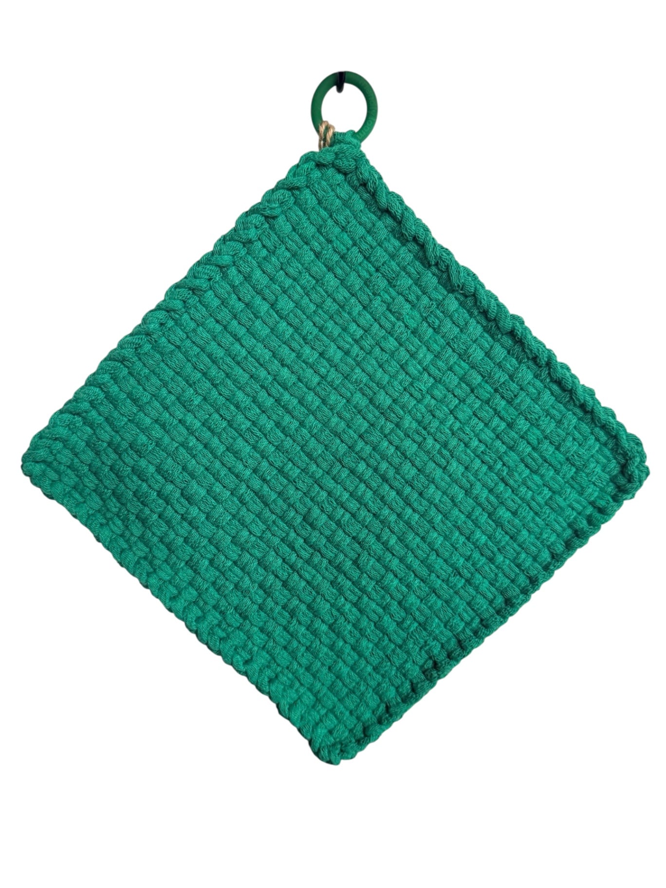 051 - Green Loom Woven Potholder