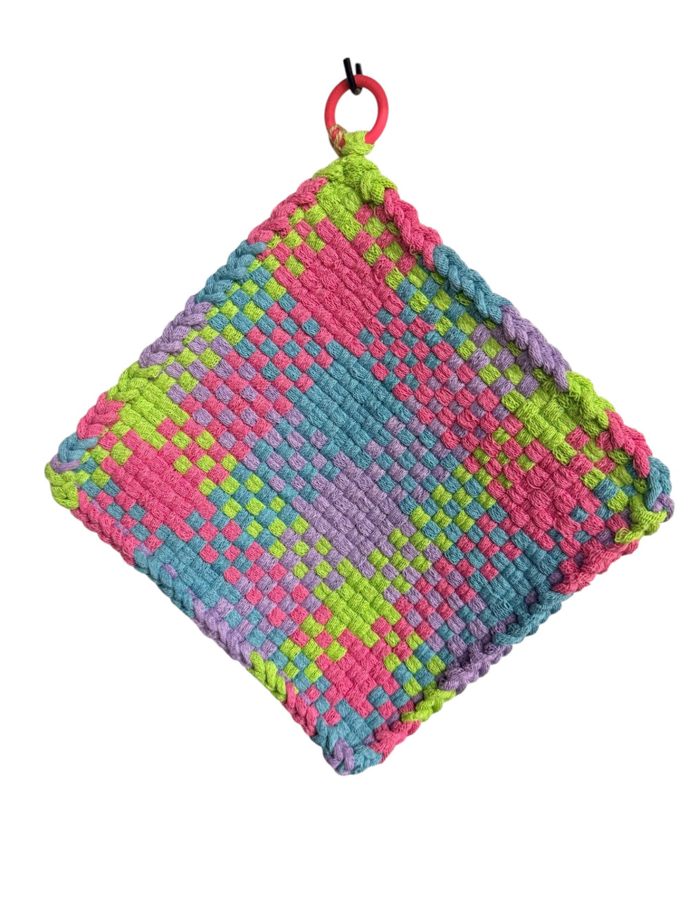 051 - May Flowers Loom Woven Potholder