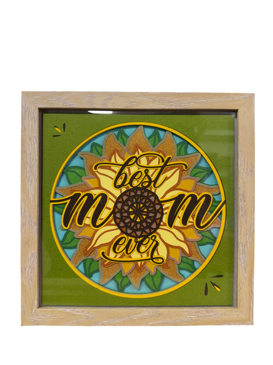 Best Mom Ever Sunflower Shadow Box