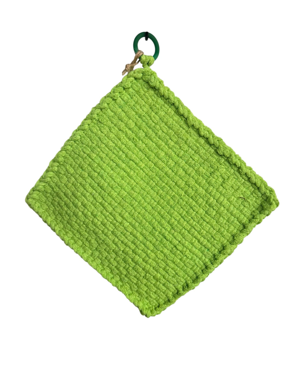 051 - Lime Loom Woven Potholder