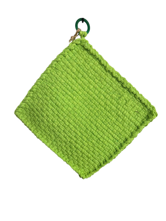 051 - Lime Loom Woven Potholder
