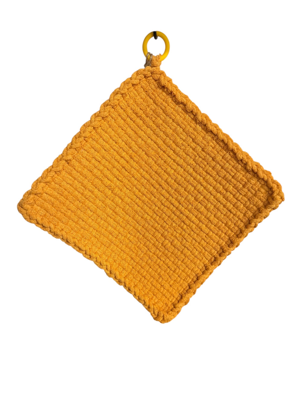 051 - Mustard Yellow Loom Woven Potholder