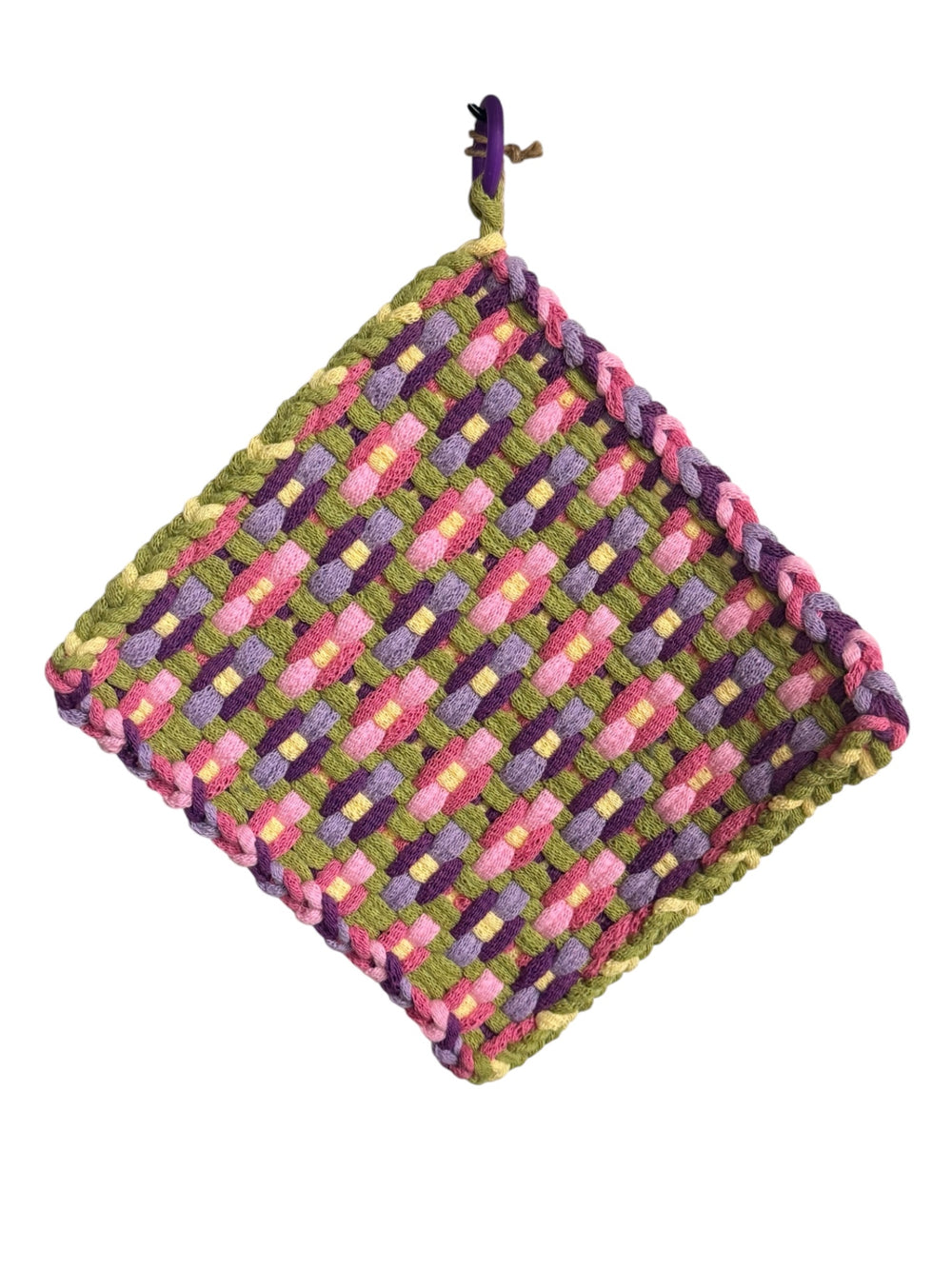 051 - Spring Flowers Loom Woven Potholder