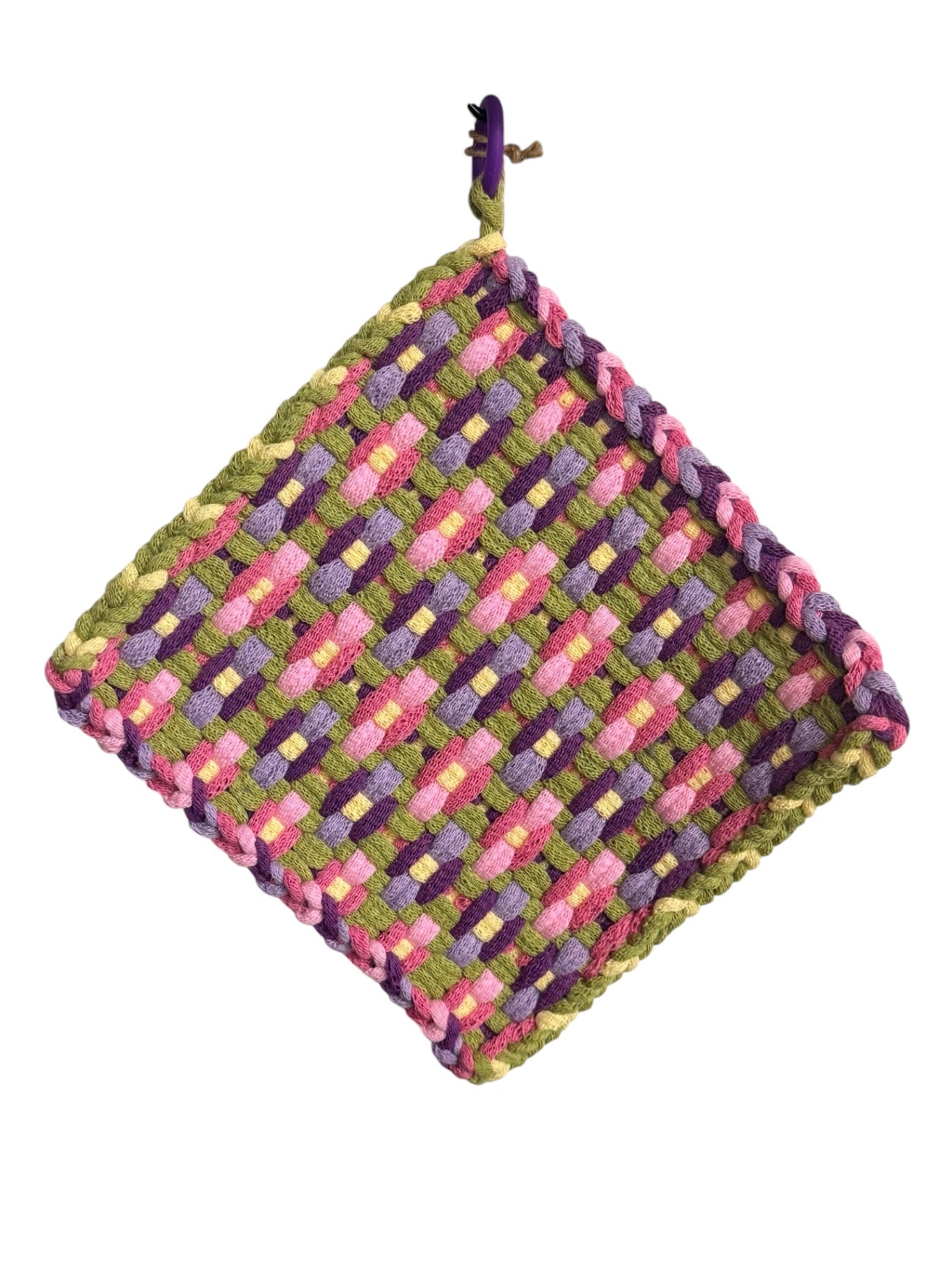 051 - Spring Flowers Loom Woven Potholder