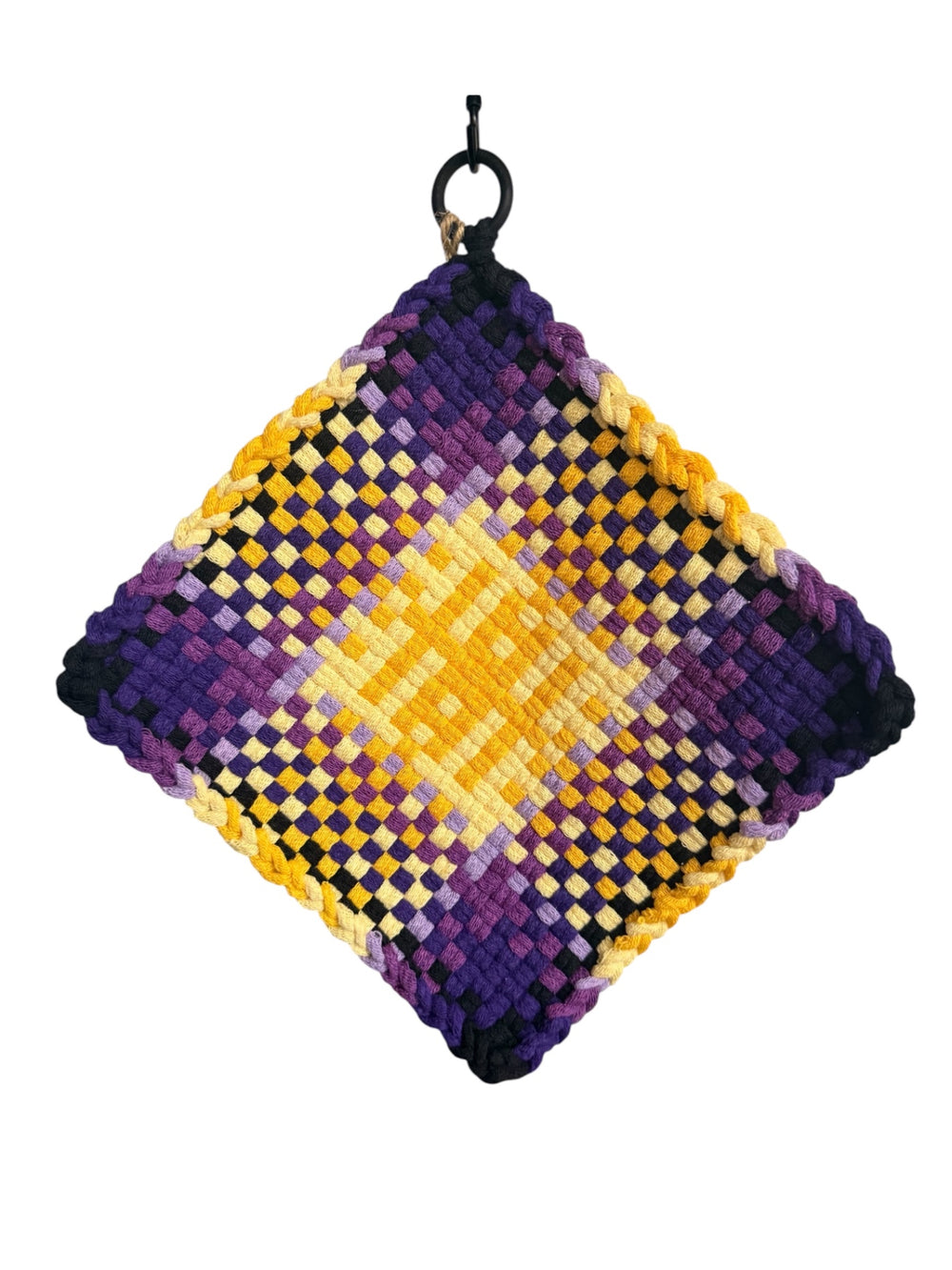 051 - Summer Pansy Loom Woven Potholder