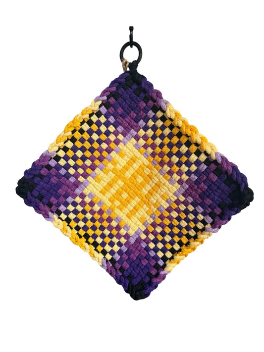 051 - Summer Pansy Loom Woven Potholder