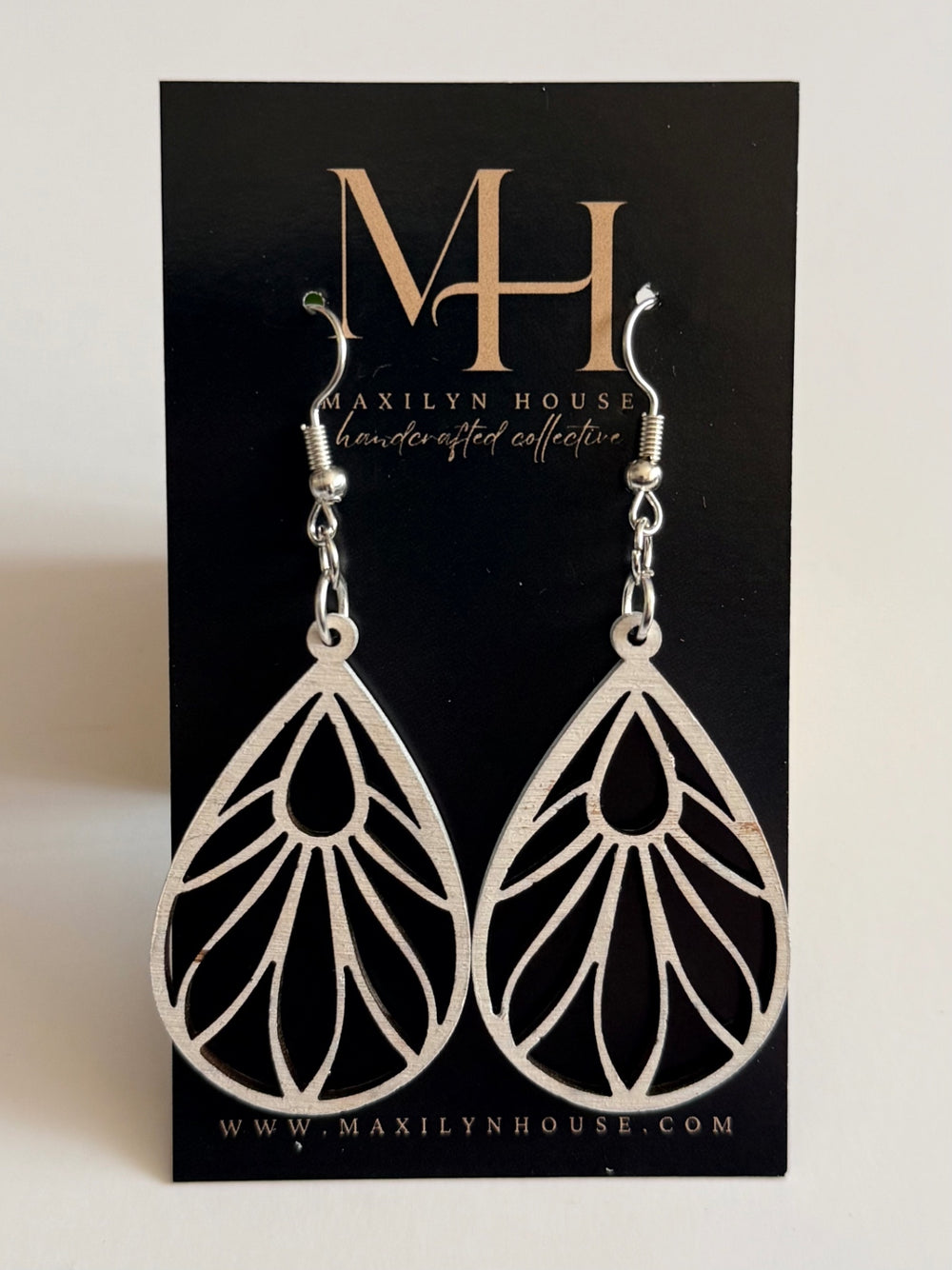 Boho White Wooden Dangle Earrings