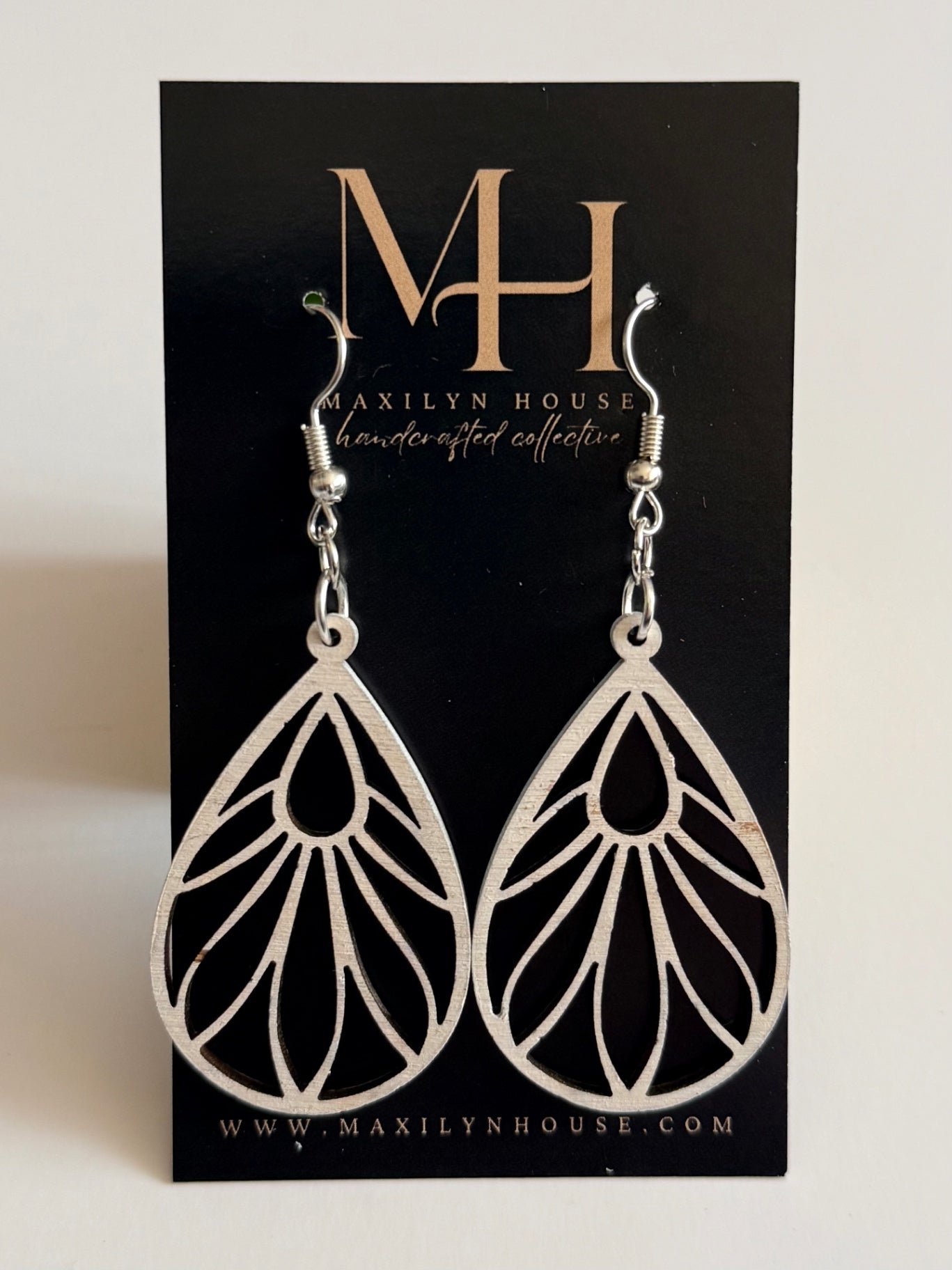 Boho White Wooden Dangle Earrings