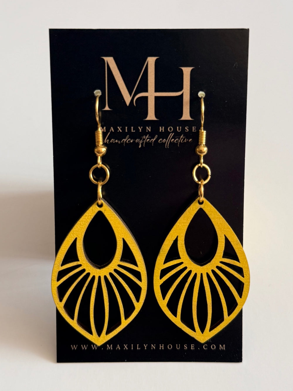Boho Yellow Wooden Dangle Earrings
