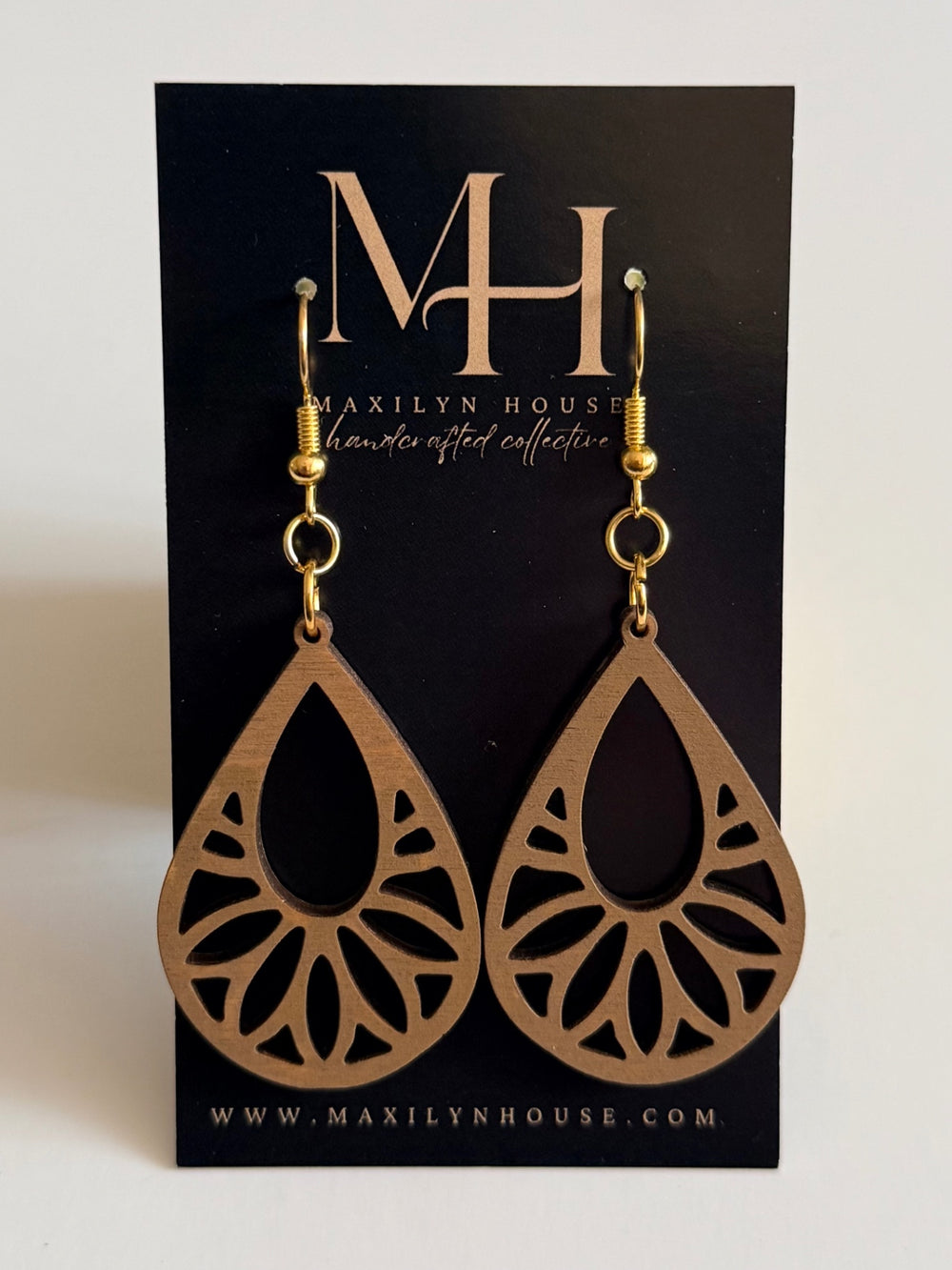 Boho Brown Wooden Dangle Earrings